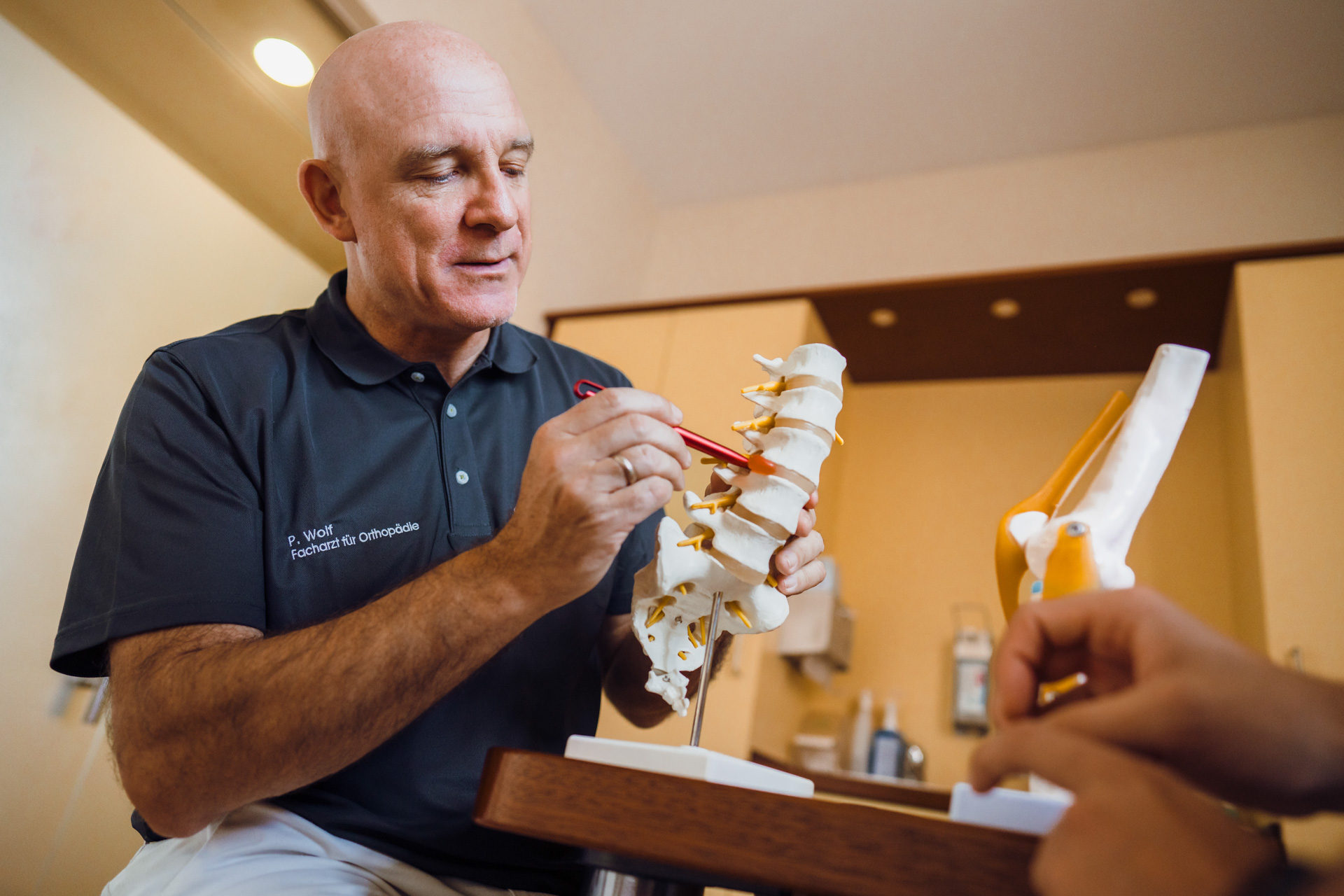 Philipp Wolf erklärt das Knie im Orthozentrum Bergstraße